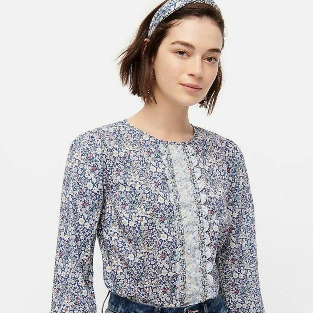 J. Crew Blue Floral Blouse